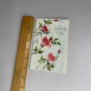 Vintage Fairfield Get Well Greeting Card Pink Roses Floral Made in USA